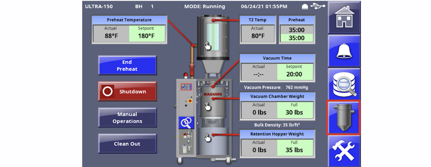 Maguire adds value to its ULTRA product line by integrating FlexBus Lite into the dryer’s touchscreen controller